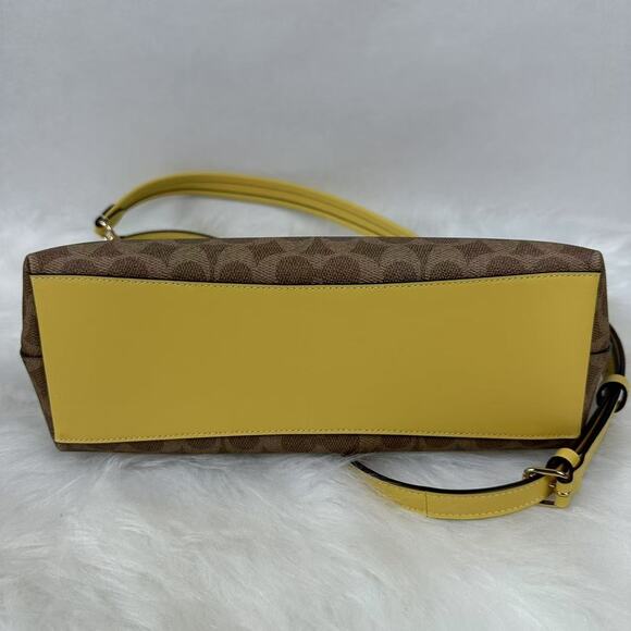 Coach Laurel Shoulder/Crossbody Bag In Signature Canvas CV975 Tan /Yellow NWT - Picture 8 of 8